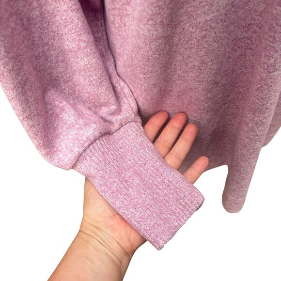 Maeve Anthropologie Sweater Shirt Sz M Purple Draped Neck Puff Sleeve Step Hem - Picture 3 of 9